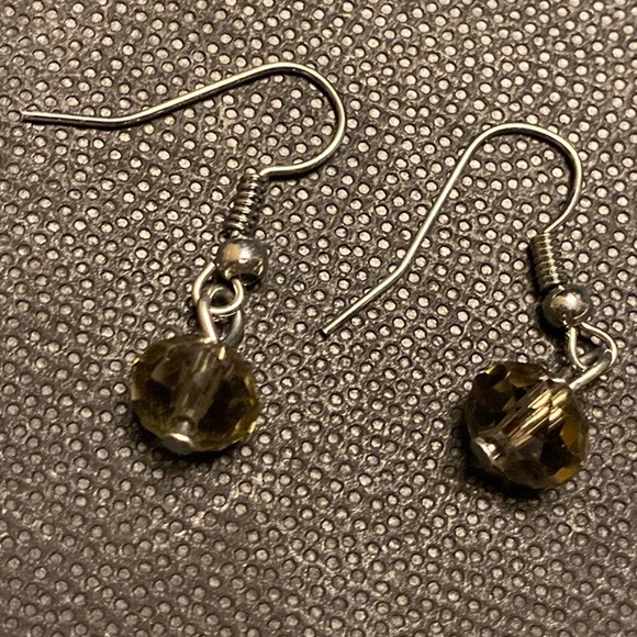 Translucent Yellow acrylic beaded silver tone necklace with matching earrings - Picture 6 of 8